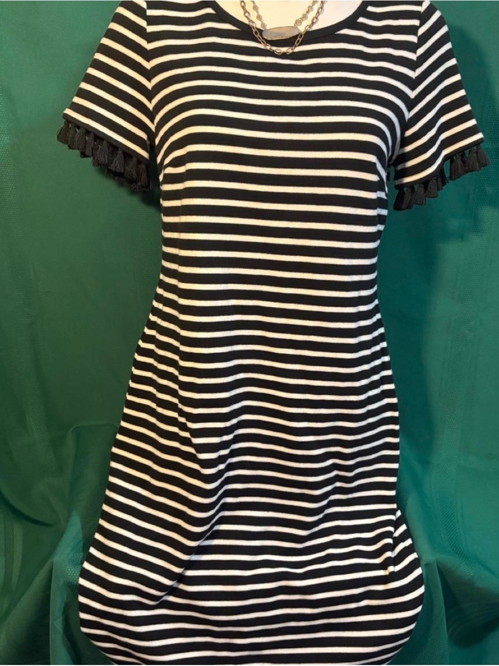 Talbots Black and White Striped Knit Top